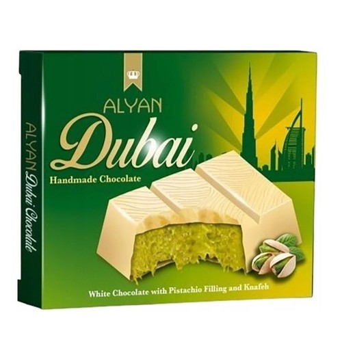 Czekolada Dubajska biała z nadzieniem pistacjowym i kunafą Alyan 100 g