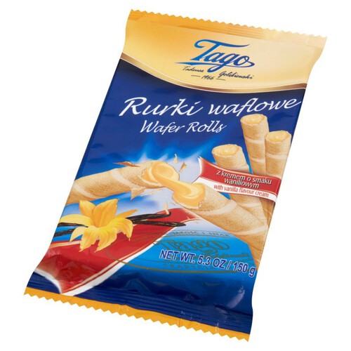 Rurka waflowa z kremem o smaku waniliowym Tago 150 g