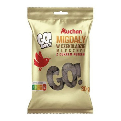 Migdały w czekoladzie mlecznej z cukrem pudrem Auchan 30 g