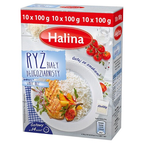 Ryż biały długoziarnisty Halina 10 x 100 g