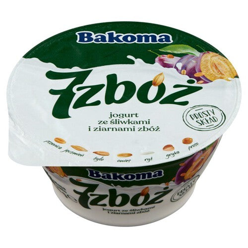 Jogurt 7 zbóż ze śliwkami Bakoma 140 g