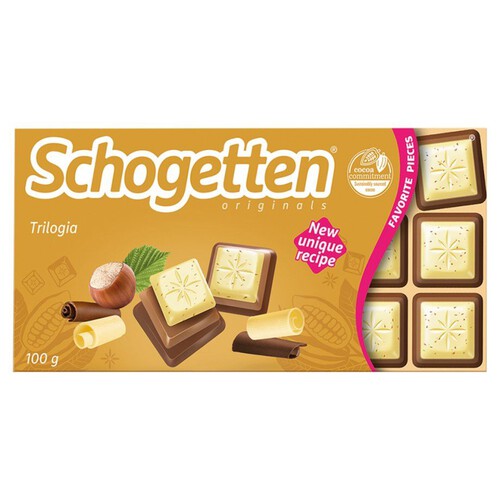 Czekolada biała z orzechami laskowymi i czekoladą mleczną Schogetten 100 g