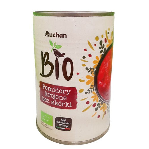 BIO pomidory krojone bez skórki Auchan 400 g