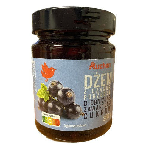 Dżem z czarnej porzeczki o obniżonej zawartości cukrów Auchan 280 g