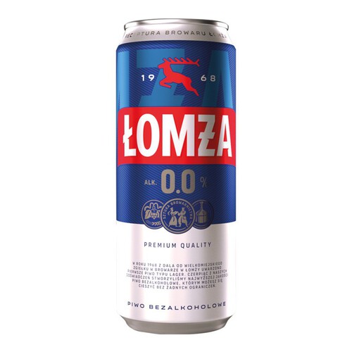 Piwo jasne bezalkoholowe alk.0.0% obj. Łomża 400 ml