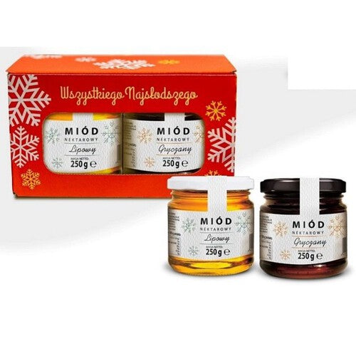 Zestaw Miodów lipowy i gryczany  Huzar 2 x 250 g
