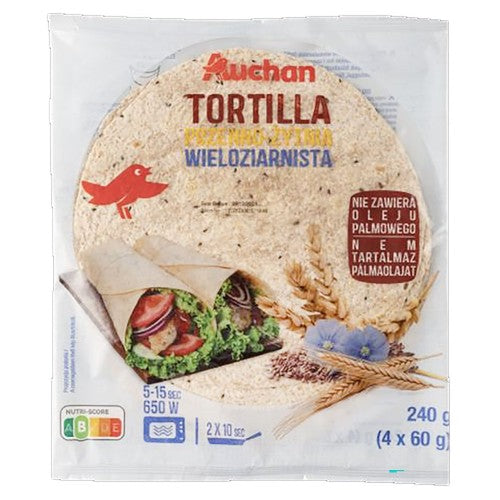 Tortilla pszenno żytnia wieloziarnista Auchan 240 g