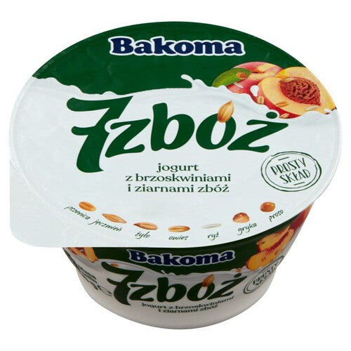 Jogurt 7 zbóż z brzoskwiniami Bakoma 140 g