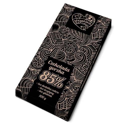 Czekolada gorzka 85% bez cukru Wegańskie Serce 100g