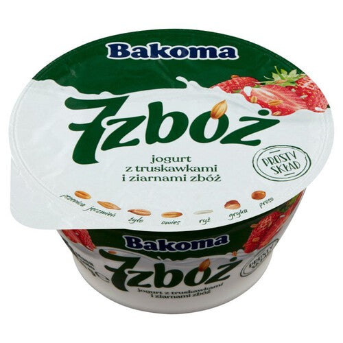Jogurt 7 zbóż z truskawkami Bakoma 140 g