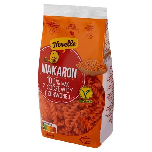 Makaron z soczewicy czerwonej świderki Novelle 250 g