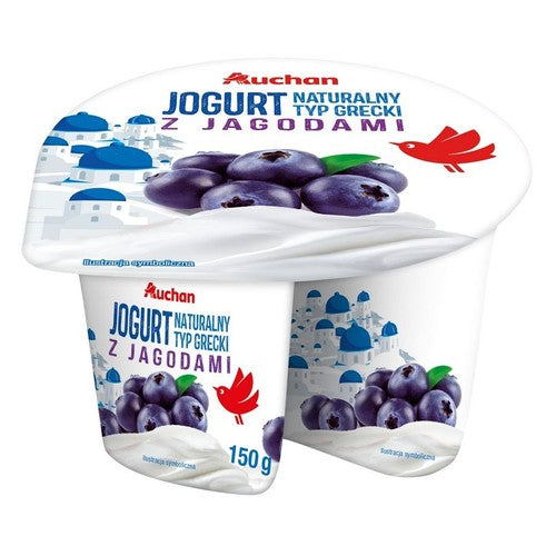 Jogurt naturalny typu greckiego z jagodami Auchan 150 g