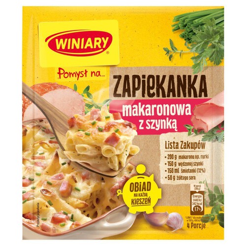 Pomysł na…zapiekankę makaronową z szynką Winiary 40 g