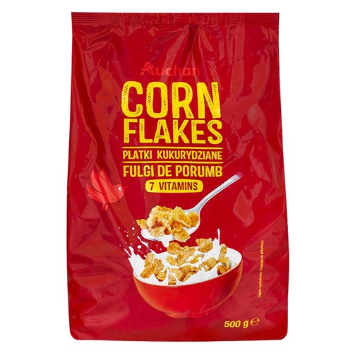 Płatki kukurydziane wzbogacone w 7 witamin Auchan 500 g