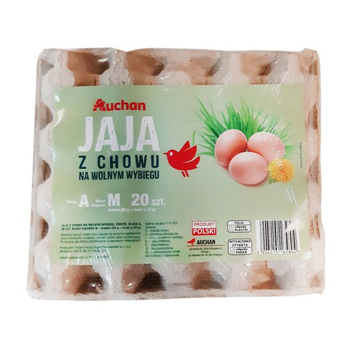 Jaja z chowu na wolnym wybiegu M Auchan 20 sztuk