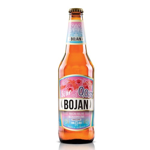 Piwo bezalkoholowe lager Kwaśna Malina alk. 0,0% obj. Bojan 500 ml