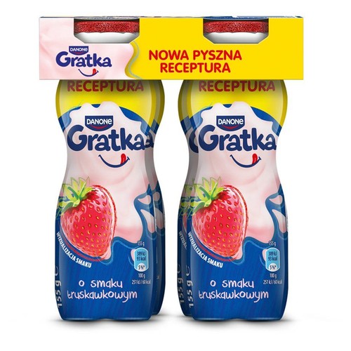 Gratka Jogurt pitny o smaku truskawkowym Danone 4 x 155 g