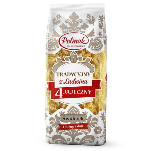 Makaron 4 jajeczny z Ludwinowa w kształcie świderków Polmak 250 g