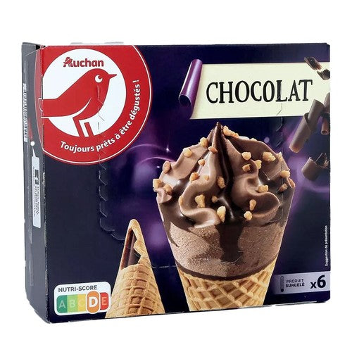 Lody rożki o smaku czekoladowym Auchan 6 sztuk