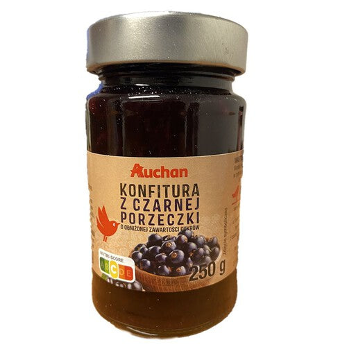 Konfitura z czarnej porzeczki o obniżonej zawartości cukrów Auchan 250 g