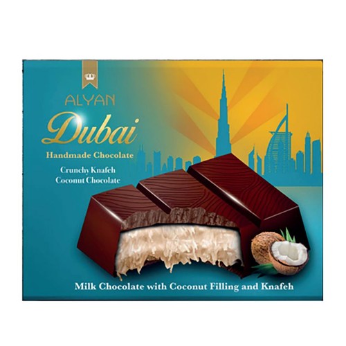 Czekolada Dubajska mleczna z nadzieniem kokosowym i kunafą Alyan 100 g