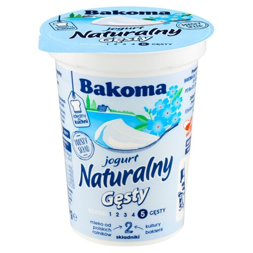 Jogurt naturalny gęsty 2.8% tłuszczu Bakoma 390 g