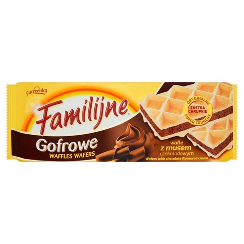 Familijne Gofrowe wafle o smaku czekoladowym Jutrzenka 130 g