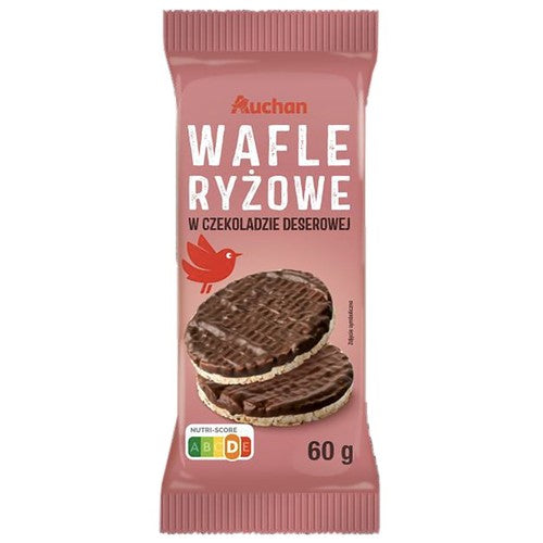 Wafle ryżowe w czekoladzie deserowej Auchan 60 g