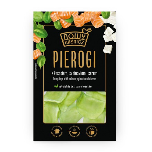 Pierogi z łososiem. szpinakiem i serem Nowy Wiśnicz 350 g