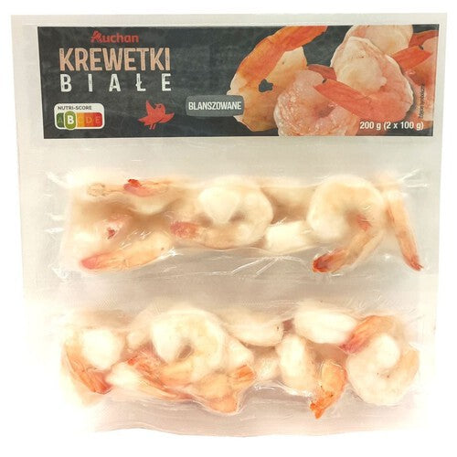 Krewetki białe blanszowane 51/60   Auchan 2 x 100 g