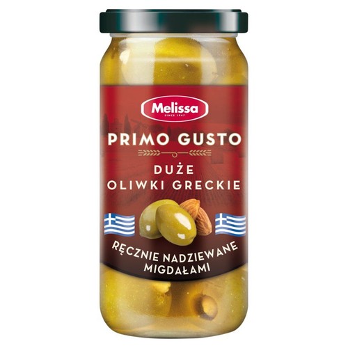 Zielone oliwki nadziewane migdałami w zalewie Primo Gusto 250 g