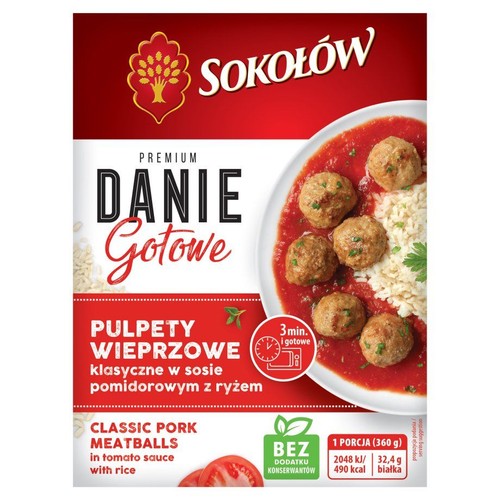 Pulpety wieprzowe w sosie pomidorowym z ryżem Sokołów 360 g
