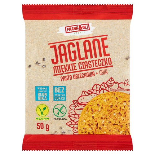 Ciastko jaglane z pastą orzechową bez glutenu Frank and Oli 50 g