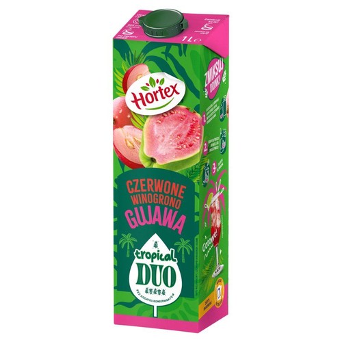 Napój wieloowocowy Tropical Duo o smaku czerwonych winogron i gujany Hortex 1 l