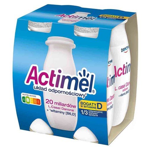 Actimel L.casei z witaminami B6 i D naturalny Danone 4 x 100 g